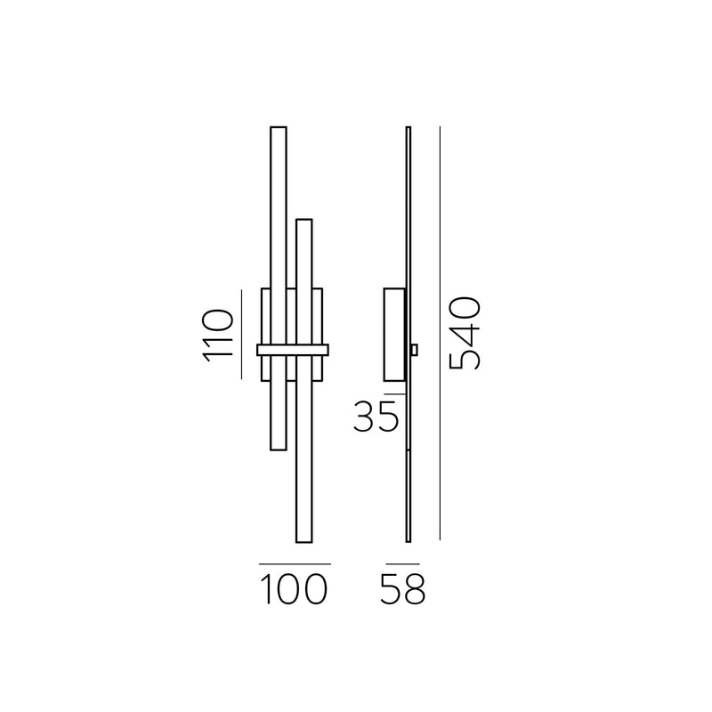 ACB Shadow Aplique 16/3796-54 Oro Tecnico, LED 2x6W 760lm, CRI90 CL.I, LED integrado, Kelvin 2700K-3000K Slide Switch A3796170O