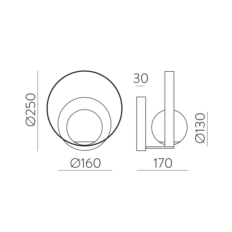 ACB Halo Aplique 16/3815 Oro Tecnico/Opal, LED 5W 370lm, CRI90 CL.I, LED integrado, Kelvin 2700K-3000K Slide Switch A3815170O