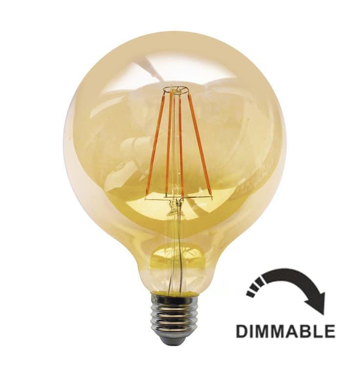 EB BOMBILLA GLOBO CRISTAL GOLD FILAMENTO LED G125 REGULABLE E27 7W 2200K 360º 230V