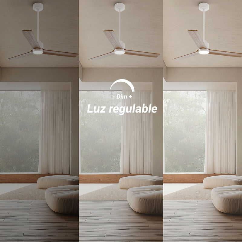 Sulion Ventilador de techo ANNE con luz blanco y madera oscura 2201283