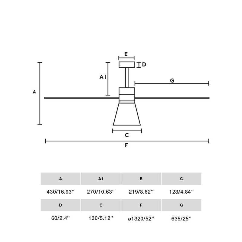 Faro AMELIA L CONE LED Ventilador gris 33762-24