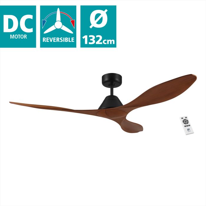 EGLO Antibes Ventilador de techo 45W negro y madera 35072