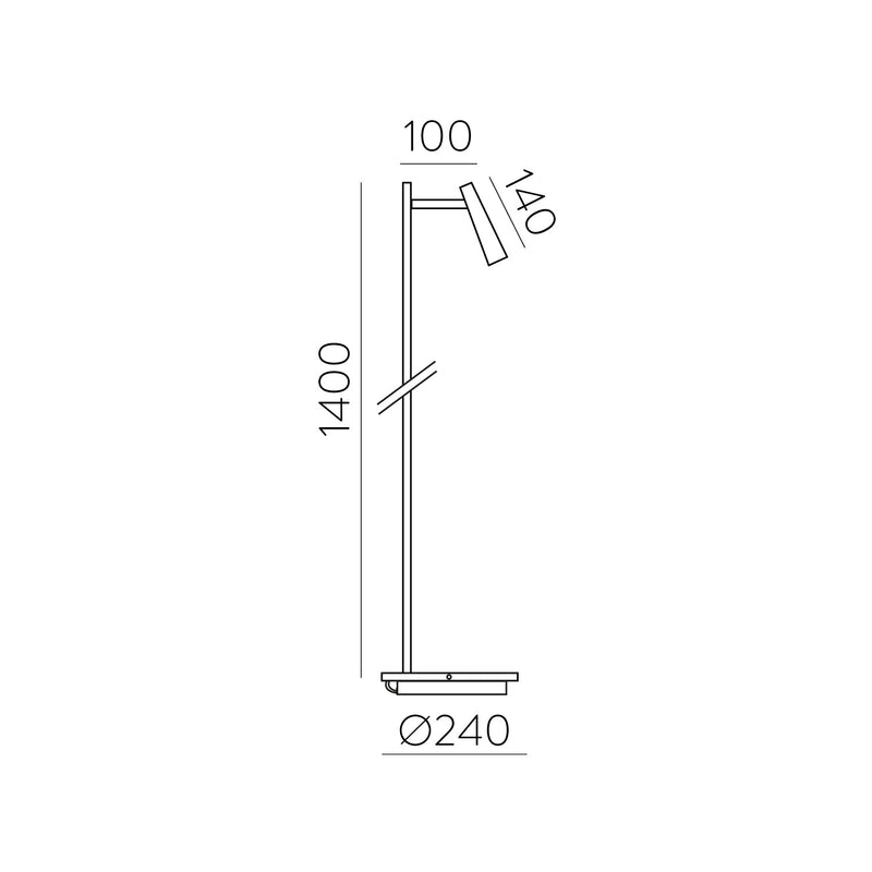 ACB Panau Lámpara de pie 3660 Niquel Satinado, LED 8W 3000K 720lm + 3W 3000K 285lm, CRI90 CL.II, LED integrado, Dos interruptores, Orientable H36600NS