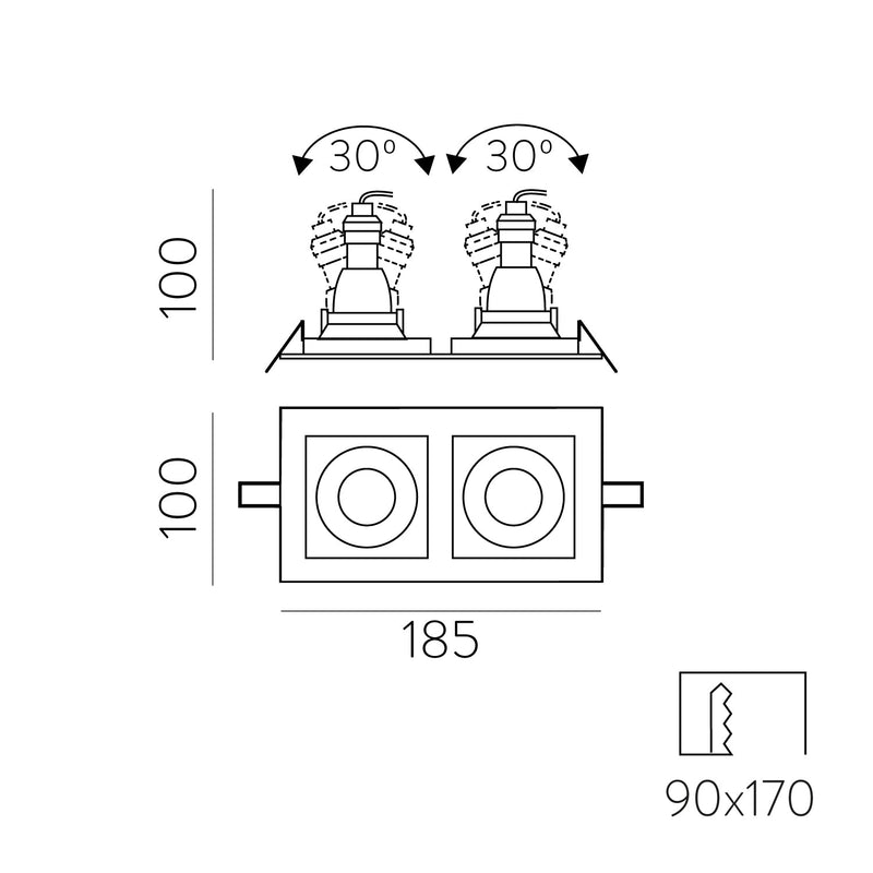 ACB San Empotrable 3679/2 Blanco, LED GU10 2x8W, CL.II P36792B