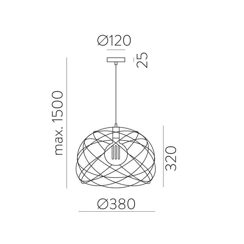 ACB Bellona Colgante 3711/38 Negro, LED E27 15W, CL.I C371151N