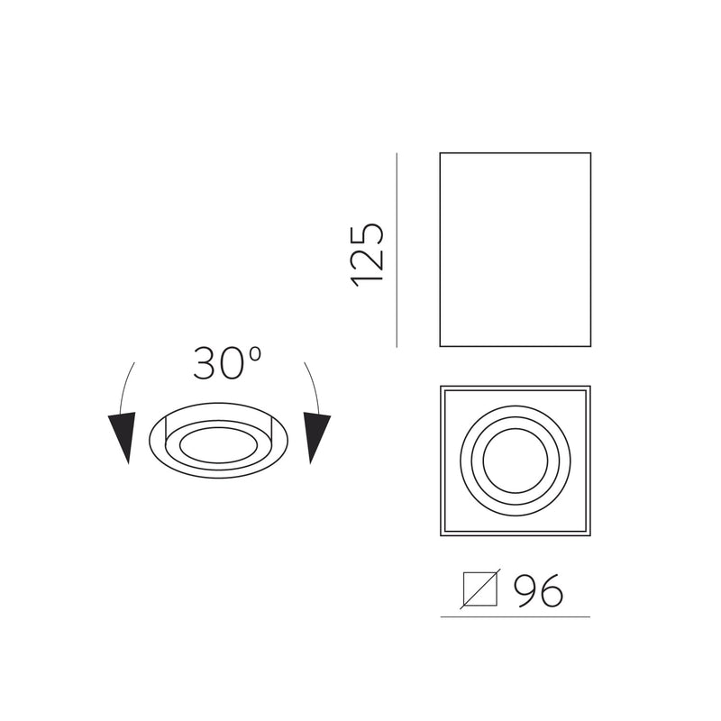 ACB Carre Plafón 3762/10 Blanco Texturado, LED GU10 8W, CL.I, Orientable P376210B