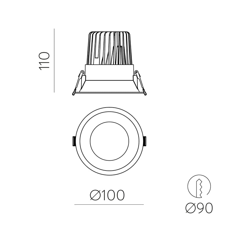 ACB Kidal Empotrable 3771/10 Negro Texturado, LED COB 13W 3000K 1260lm, CRI90 CL.II IP44/IP20, LED integrado E377110N