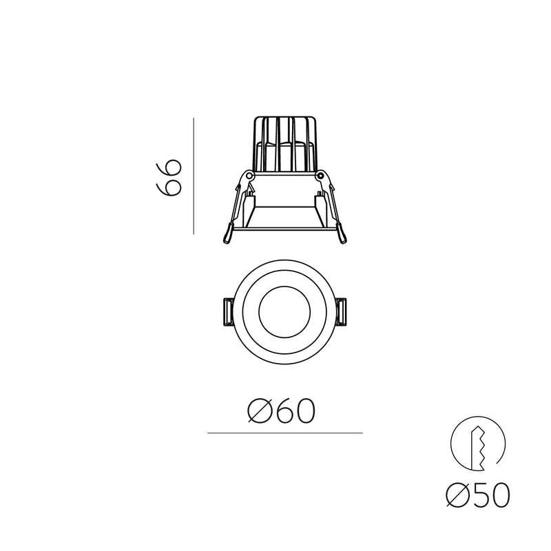 ACB Kidal Empotrable 3771/6 Blanco texturado, LED COB 5W 3000K 540lm, CRI90 CL.II IP44/IP20, LED integrado E3771200B