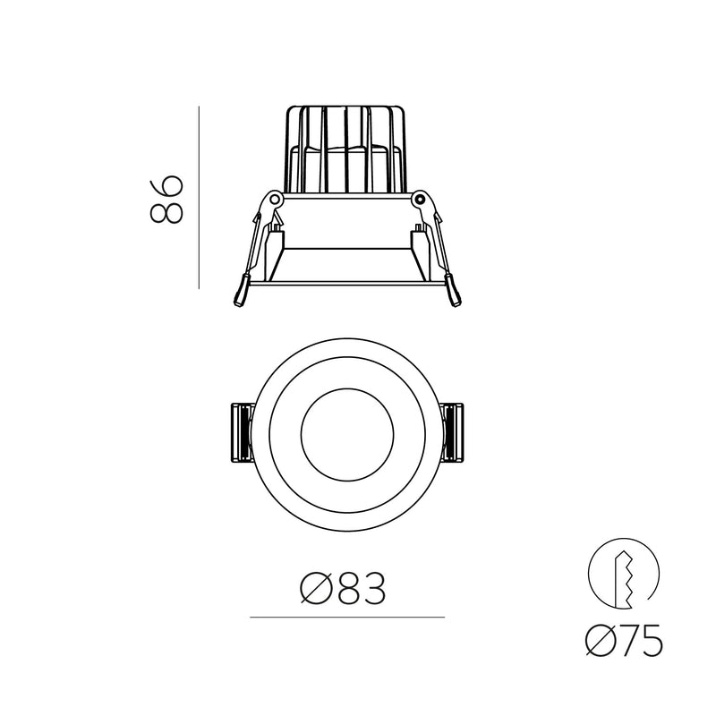 ACB Kidal Empotrable 3771/8 Blanco texturado, LED COB 7W 3000K 670lm, CRI90 CL.II IP44/IP20, LED integrado E377100B