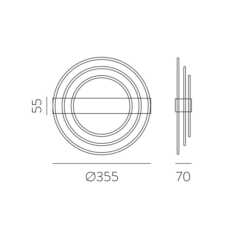 ACB Ringo Aplique 16/3813 Oro Técnico, LED 13W 808lm, CRI90 CL.I, LED integrado, Kelvin 2700K-3000K Slide Switch A3813070O