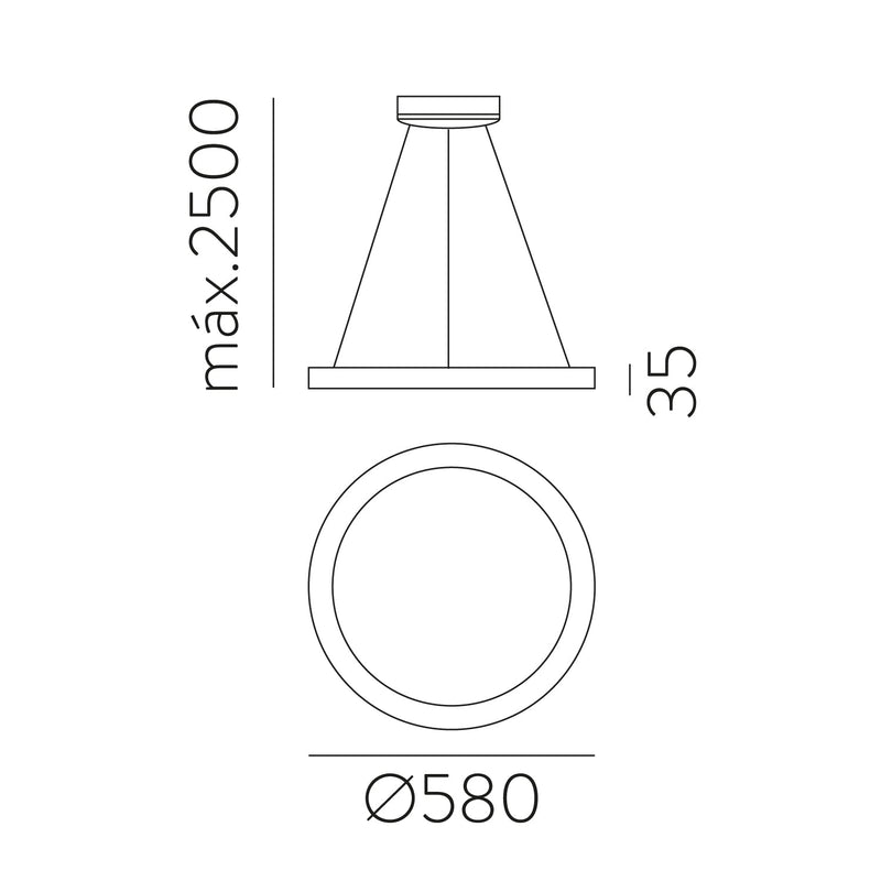 ACB Grace Colgante 3848/58 Blanco texturado, LED 50W 4250lm, CRI90 CL.I, LED integrado, Kelvin 2700K-3000K Slide Switch C3848270B