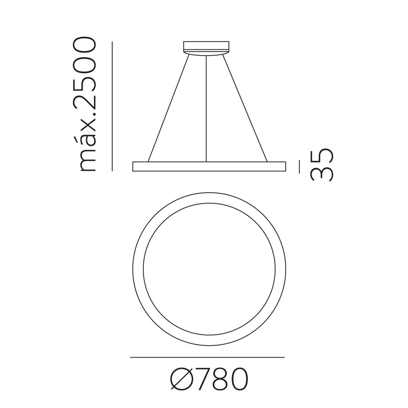 ACB Grace Colgante 3848/78 Negro Texturado, LED 80W 6800lm, CRI90 CL.I, LED integrado, Kelvin 2700K-3000K Slide Switch, Casambi C3848370NCA