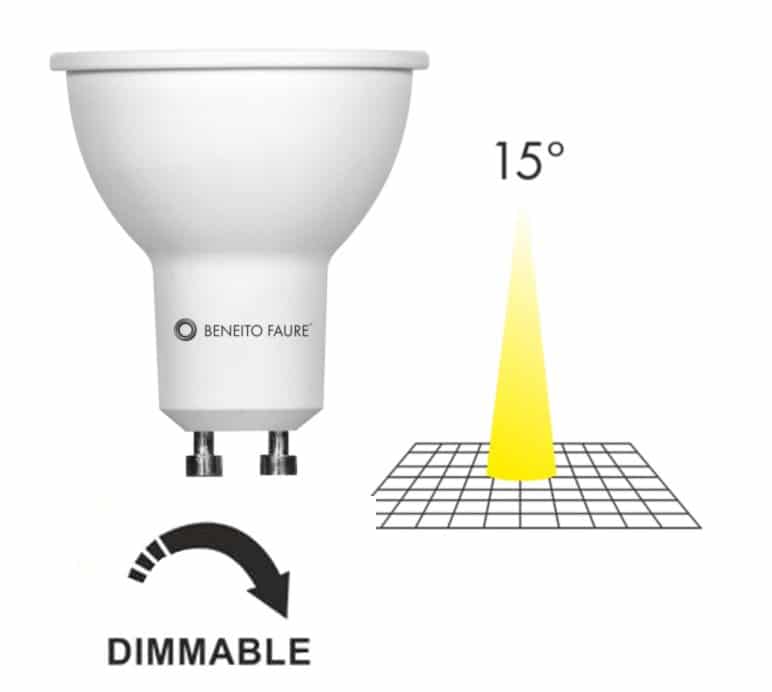 Beneito & Faure Dicroica 4672 Bombilla Dicroica LED 7W Dimable GU10 Cálida 15º