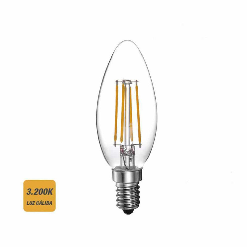 Elektro3 BOMBILLA VELA FILAMENTO LED E14 4W 400 LM 3200K LUZ CALIDA EDM