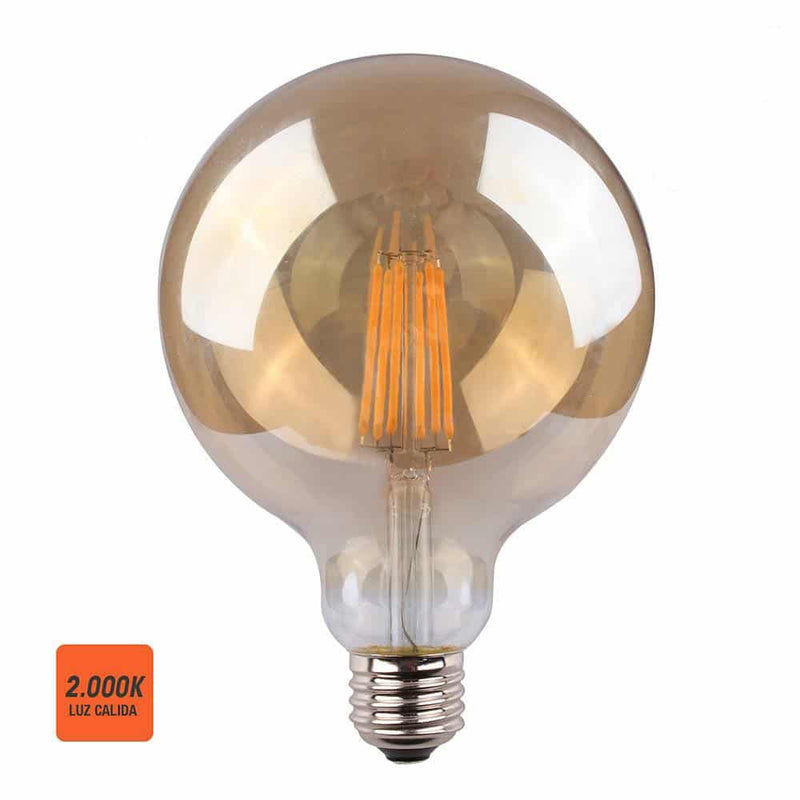 Elektro3 BOMBILLA GLOBO FILAMENTO LED CRISTAL VINTAGE Ø 125 MM E27 8W 700 LM 2000K LUZ CALIDA EDM