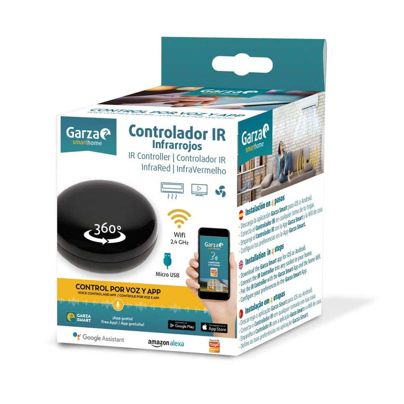 Garza 401279 Smarthome Controlador IR Infrarrojos Wifi Inteligente, programable, control por voz y app, Alexa, iOS, Google, Android