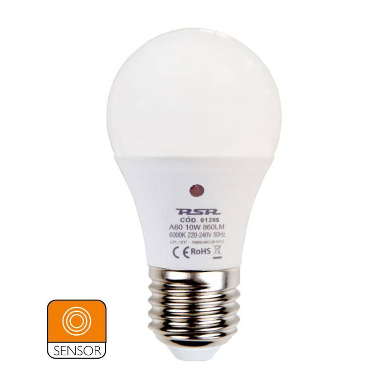 RSR 0124SM Bombilla Standard Led A60 Sensor Movimiento E27 9W 4000K