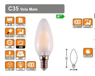 RSR 0344M Bombilla Led Vela Mate E14 4W  4000K