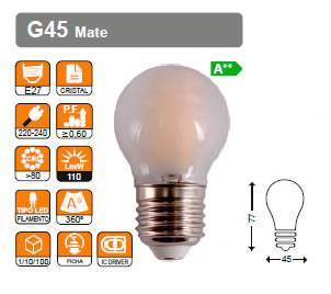 RSR 0564M Bombilla Esférica de Filamento G45 Mate E27 4W 4000K