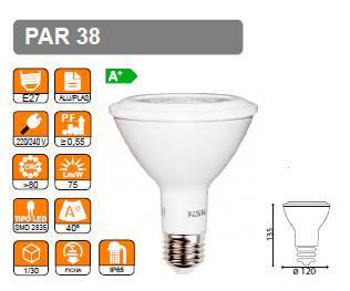 RSR 1657 Bombilla LED Termoplástico PAR38 E27 14W  Azul