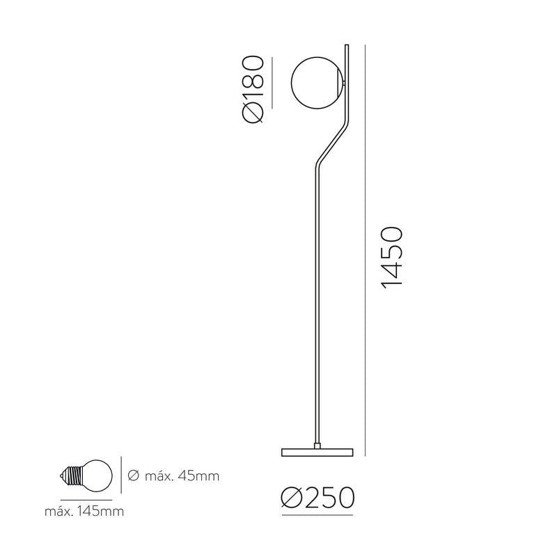 ACB Maui Lámpara de pie 8163/1 Opal/Oro Viejo Mate, LED E27 15W, CL.II, (E27 max. Ø45 mm) H81631O