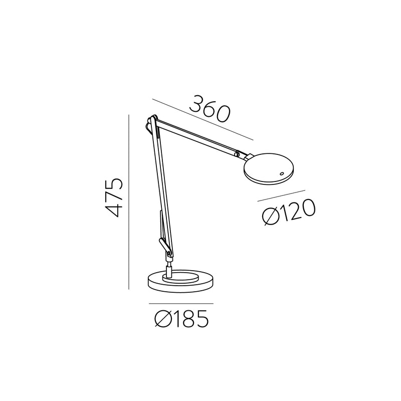 ACB Luxa Sobremesa 8203 Negro Mate, LED 11W 3000K 700lm, CRI90 CL.II, LED integrado, Interruptor táctil, Regulador intensidad step S8203000N