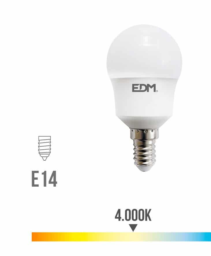 BOMBILLA ESFERICA LED E14 8.5W 940 LM 4000K LUZ DIA