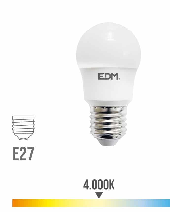 BOMBILLA ESFERICA LED E27 8.5W 940 LM 4000K LUZ DIA