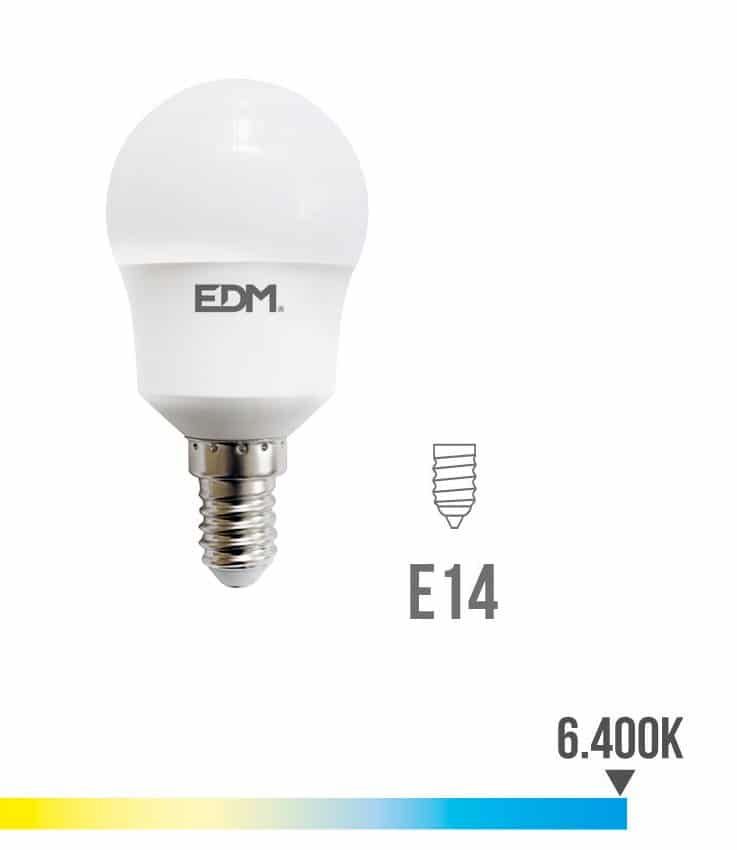 BOMBILLA ESFERICA LED E14 8.5W 940 LM 6400K LUZ FRIA