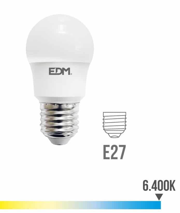 BOMBILLA ESFERICA LED E27 8.5W 940 LM 6400K LUZ FRIA