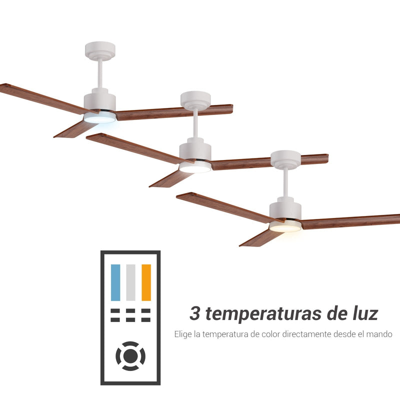 Sulion Ventilador de techo ANNE con luz blanco y madera oscura 2201283