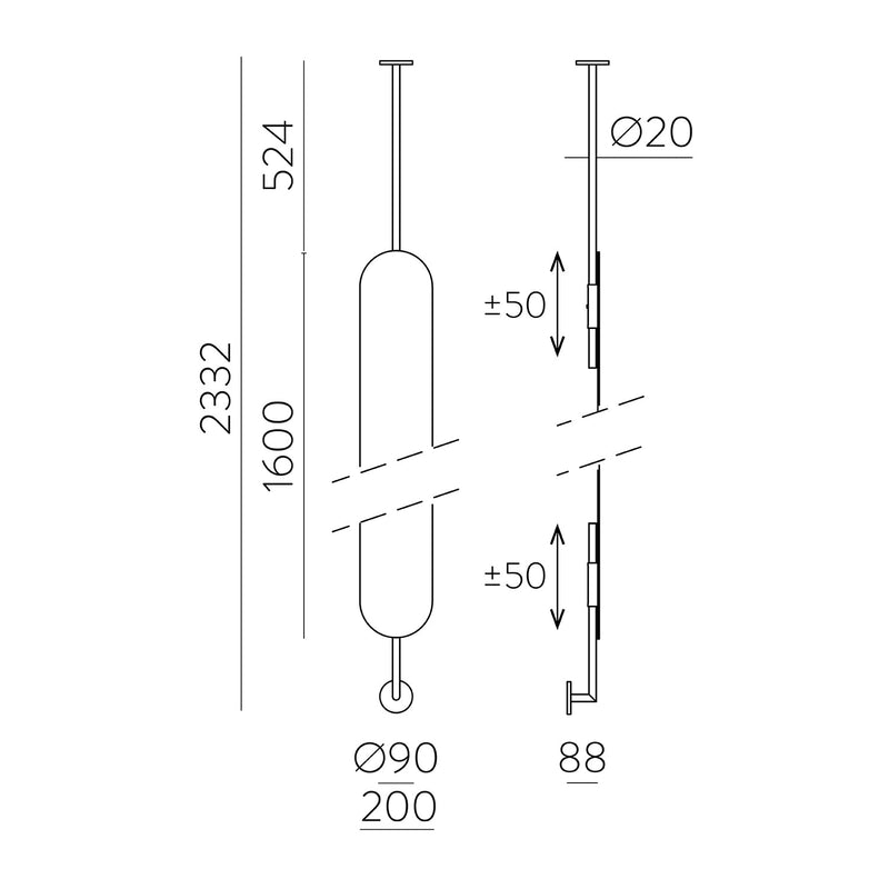 ACB Dresscode Espejo 10734 1600(h)x200, Techo, RAL 1036, Sin iluminación A107341R1036