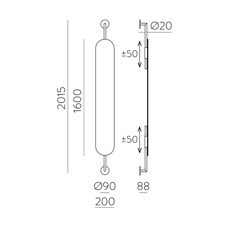 ACB Dresscode Espejo 10735 1600(h)x200, Pared, RAL 1036, Sin iluminación A10735R1036