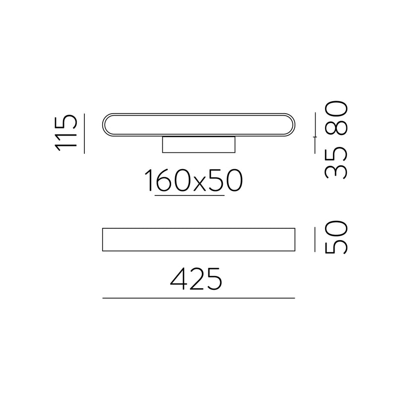 ACB Gala Aplique 16/3189-43 Negro Texturado, LED 20W 2430lm, CRI90 CL.I, LED integrado, Kelvin 2700K-3000K Slide Switch A3189070N