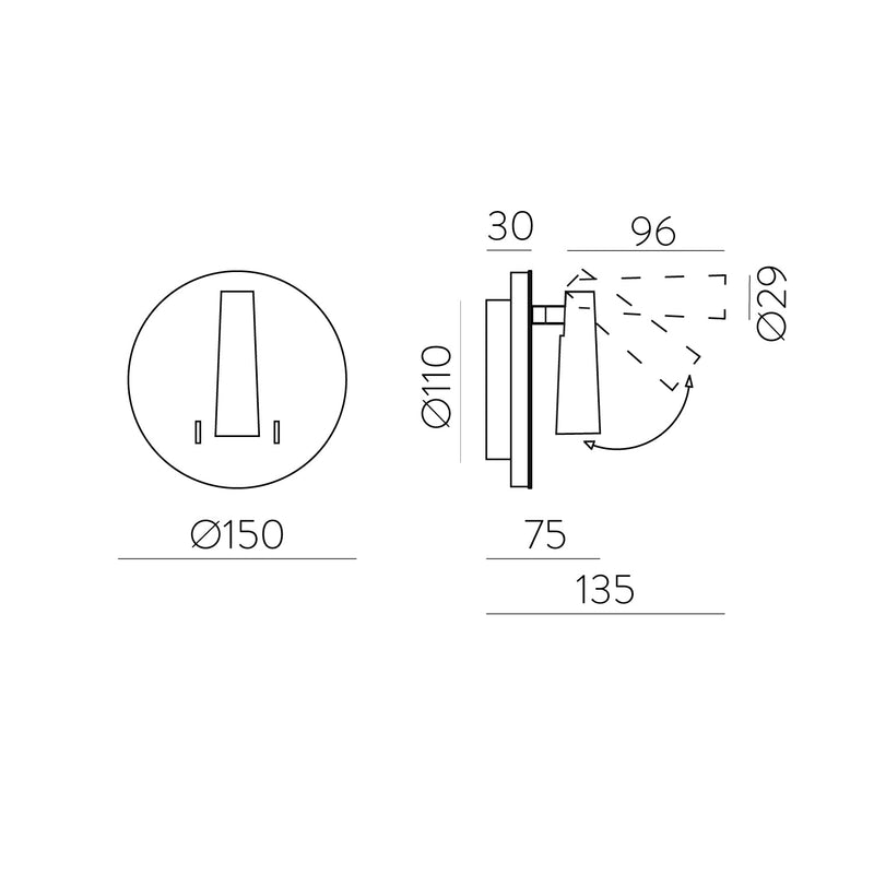 ACB Panau Aplique 16/3660 Blanco texturado, LED 6W 3000K 540lm + 3W 3000K 285lm, CRI90 CL.I, LED integrado, Dos interruptores, Orientable A3660001B