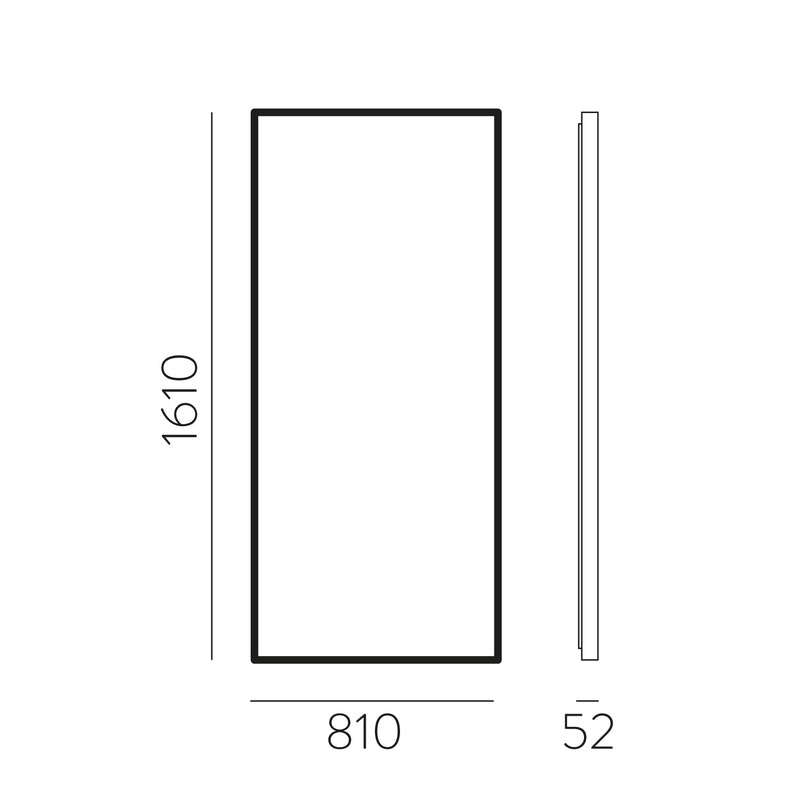 ACB Oristano Espejo 3957 1610(h)x810 Negro Texturado, LED 83W 3000K 5650lm, CRI90 CL.II IP44, LED integrado A3957200N