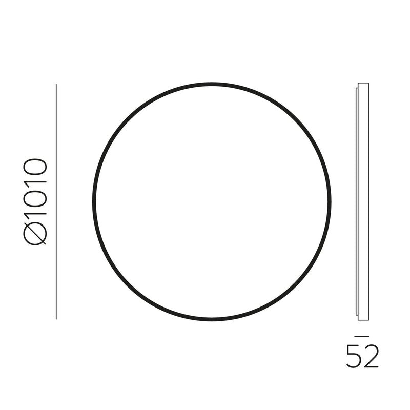 ACB Olbia Espejo 3958 Ø1010 Negro Texturado, LED 58W 3000K 3930lm, CRI90 CL.II IP44, LED integrado A3958200N