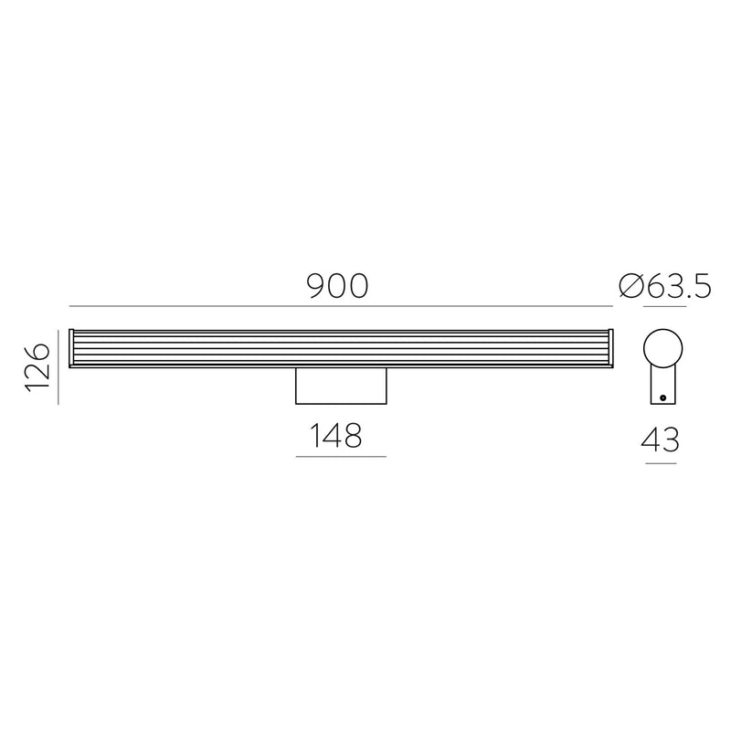 ACB Sara Aplique 16/3991-90 Opal/Cromo, LED 22W 2050lm, CRI90 CL.II IP44, LED integrado, Kelvin 3000K-4000K Slide Switch A3991170C