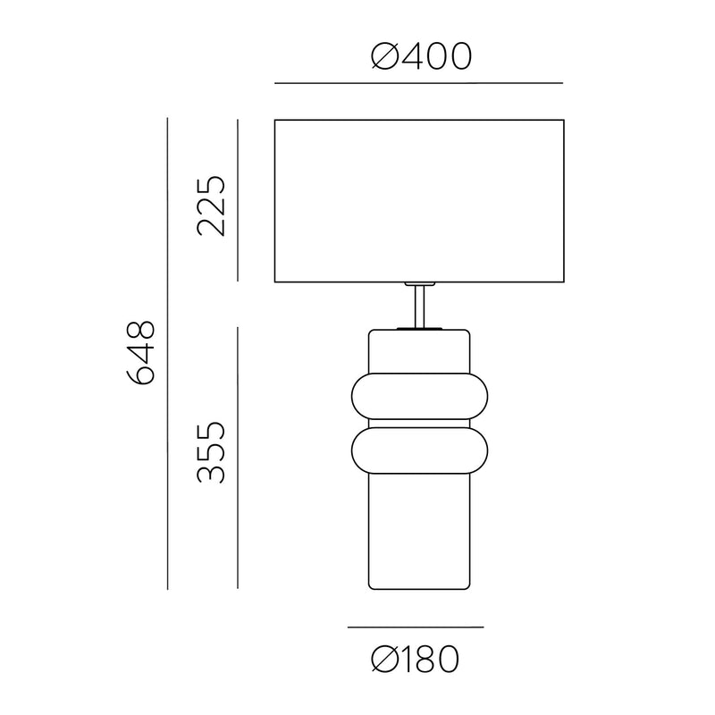 ACB Almeria Sobremesa 8213 Negro Brillo, LED E27 15W, CL.II, Interruptor de cable S8213080N