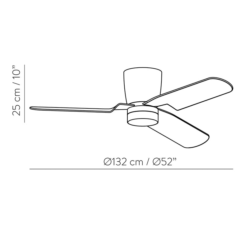 ACB Brisa Ventilador de techo 2503/52 Blanco, LED 15W 3000K 1140lm + MOTOR DC 30W, CRI80 CL.I, Mando a distancia V2503520B