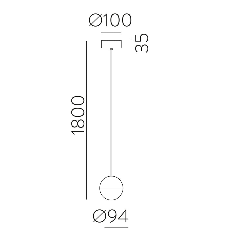 ACB Custo Colgante 3818/1 Negro Texturado/Opal, LED 5W 370lm, CRI90 CL.I, LED integrado, Kelvin 2700K-3000K Slide Switch C3818171N