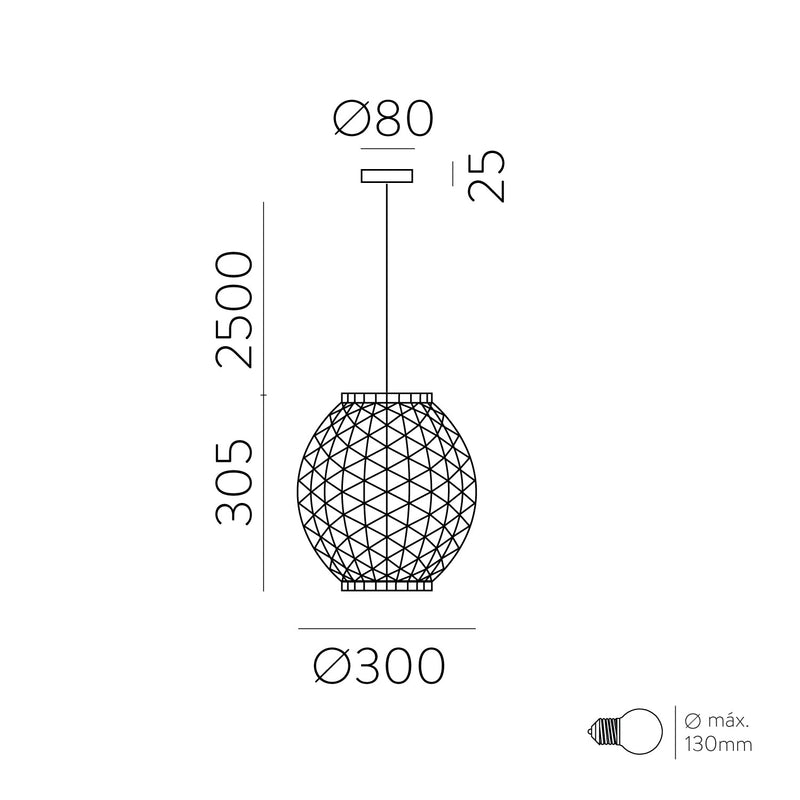 ACB Lennis Colgante 3928/30 Fibra Natural, Kit Neg. Text., LED E27 15W, CL.I C3928082NA