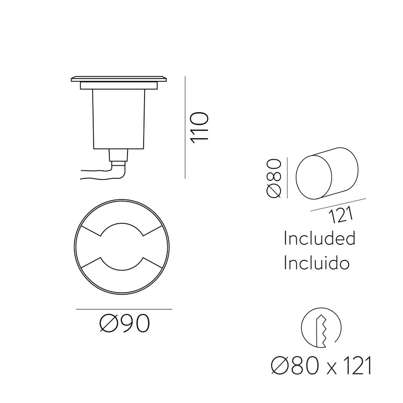 ACB Indus Empotrable 2066/9 Aluminio ADC12, LED GU10 8W, CL.I IP67 E2066080IN