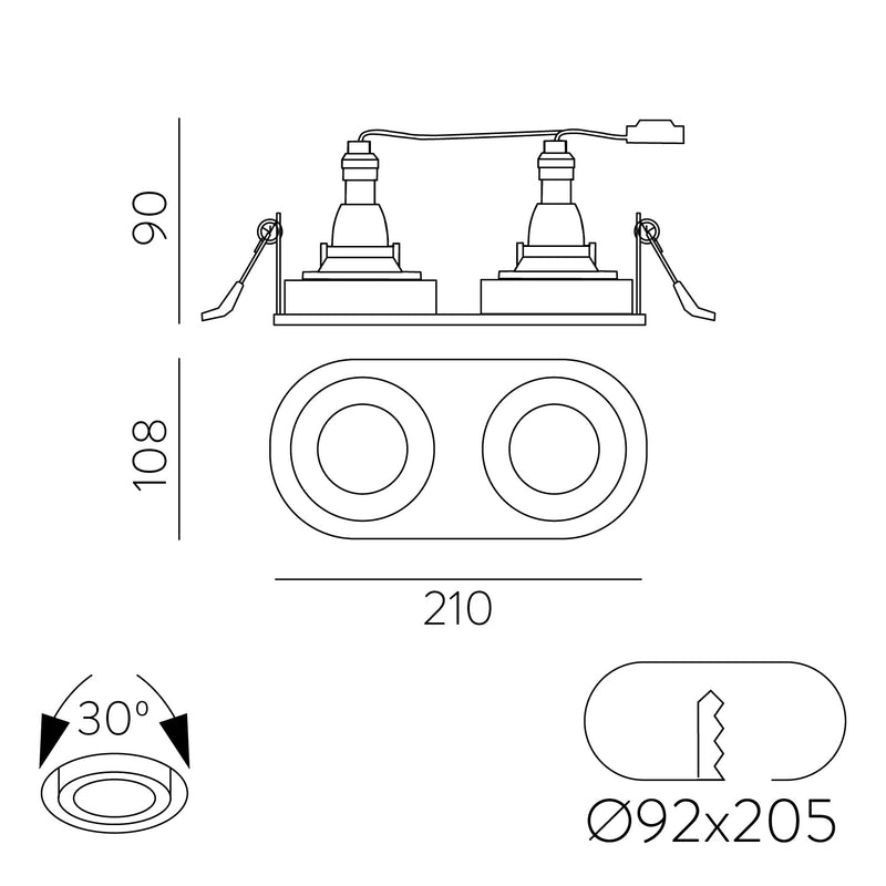 ACB Musca Empotrable 3947/21 Blanco texturado, LED GU10 2x8W, CL.II E3947180B