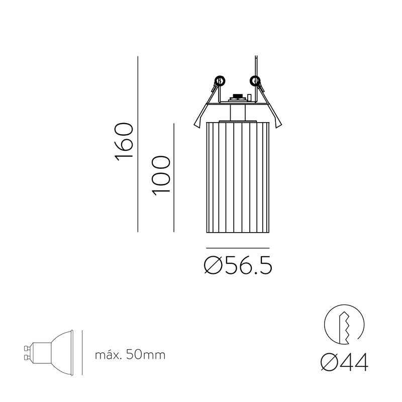 ACB Modrian Empotrable 3951/10 Negro/Oro Técnico, LED GU10 8W, CL.II, Orientable E3951080O