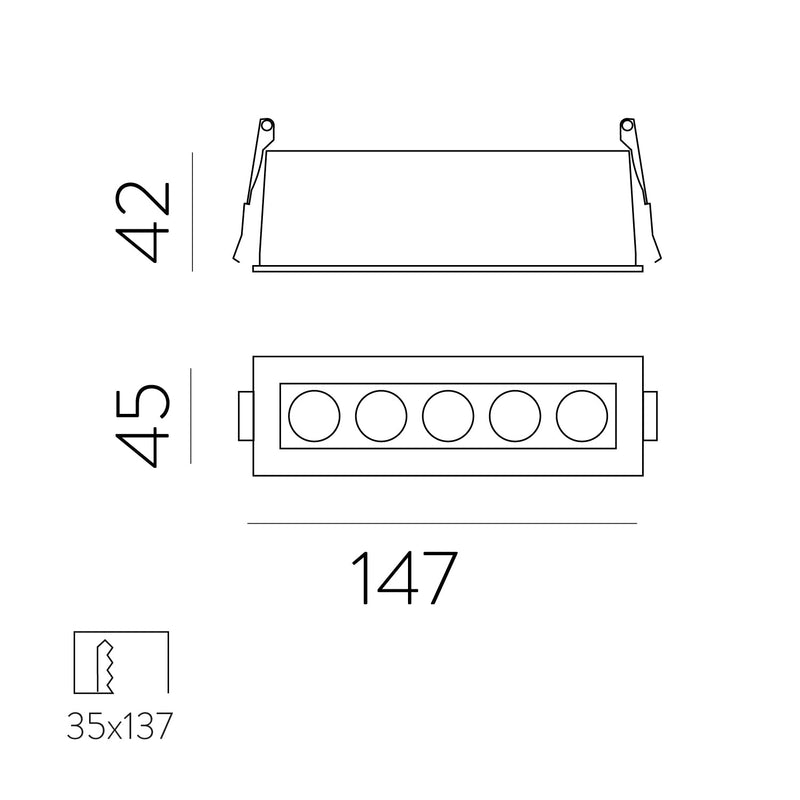 ACB Invisible Empotrable 3980/147 Blanco Texturado, LED 12W 3000K 850lm, CRI90 CL.II, LED integrado E3980000B