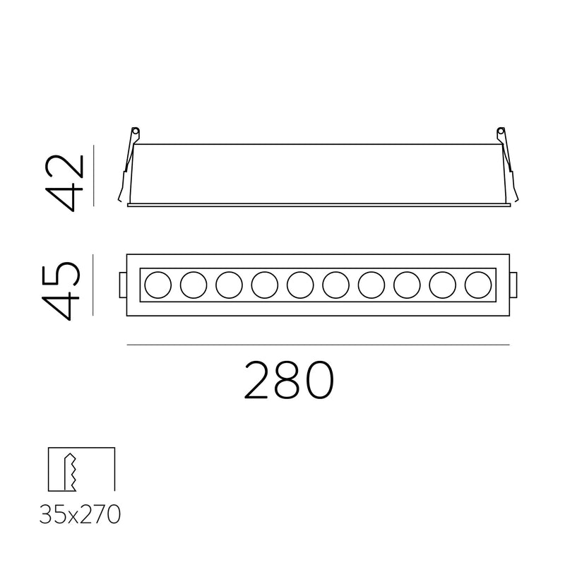 ACB Invisible Empotrable 3980/280 Negro Texturado, LED 24W 3000K 1790lm, CRI90 CL.II, LED integrado E3980100N