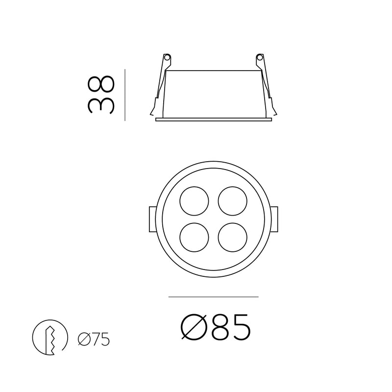 ACB Invisible Empotrable 3980/85 Circular Blanco Texturado, LED 9W 3000K 680lm, CRI90 CL.II, LED integrado E3980201B