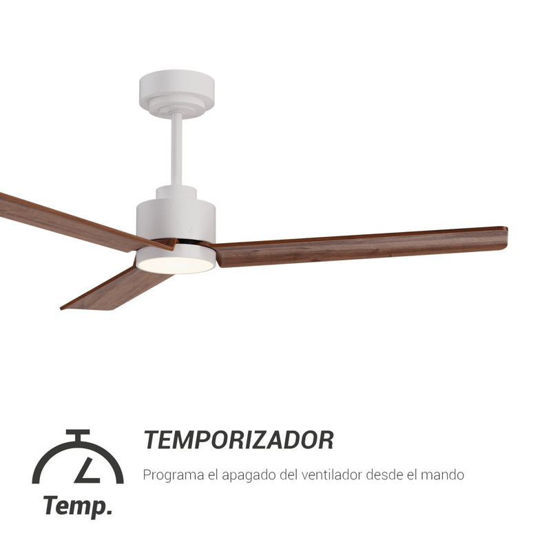 Sulion Ventilador de techo ANNE con luz blanco y madera oscura 2201283