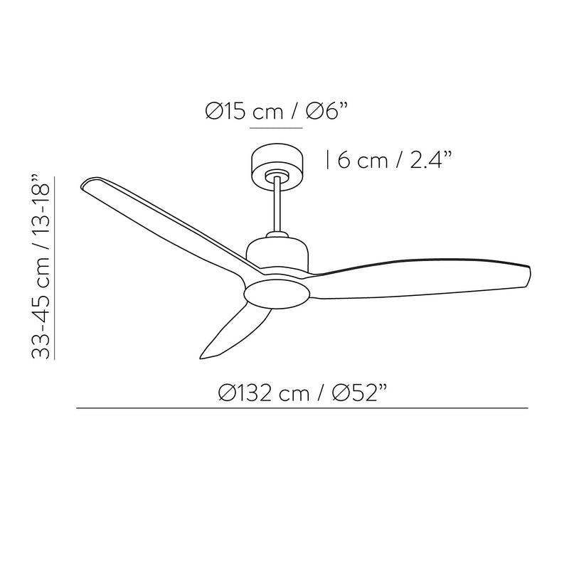 ACB Garbin Ventilador de techo 2502/52 Negro/Nogal motor DC 30W CL.I Mando a distancia V250252XNM